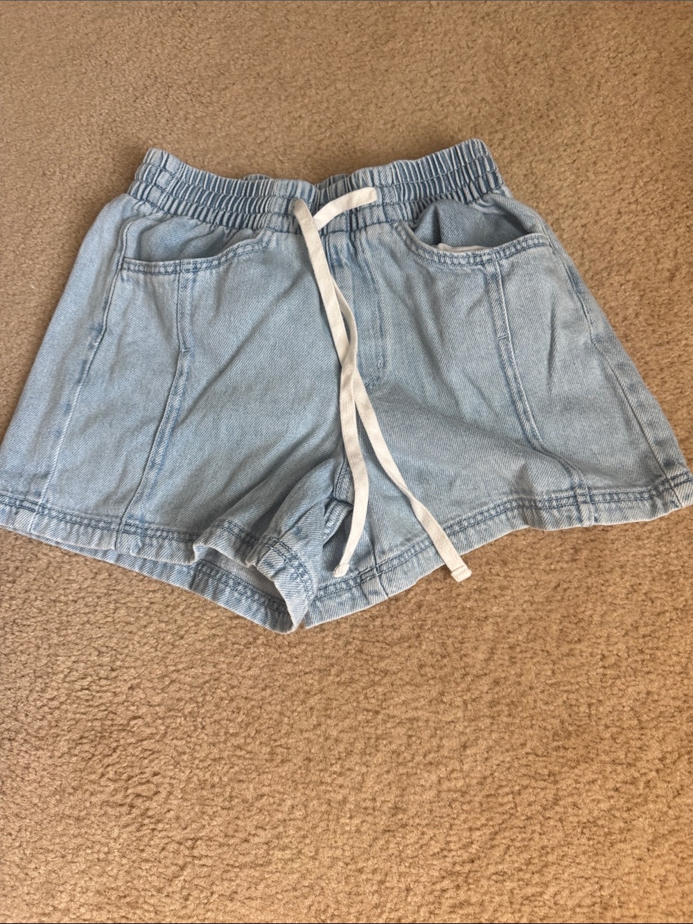 Universal Thread Light Blue Drawstring Denim-Style Athletic Shorts